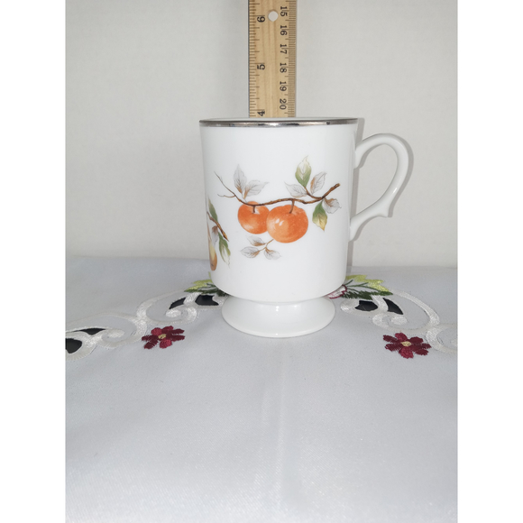 Coffee Cups Marked Japan Apple & Pear Branches with Silver Trim 8 oz Set of 4 - Picture 6 of 6